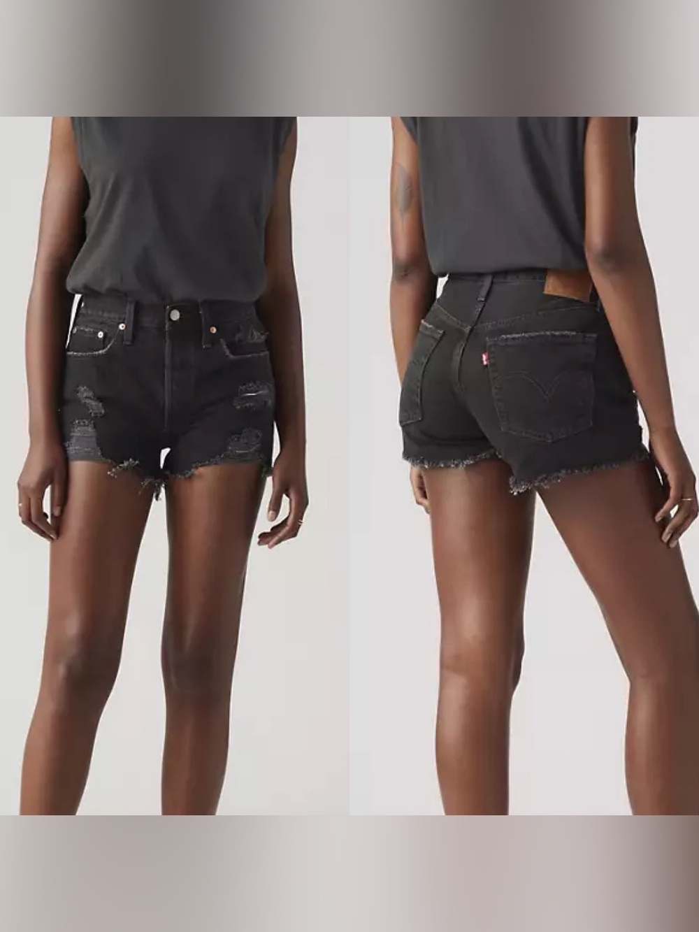 Levi's Premium 501 High-Rise Distressed Denim Cutoff Shorts in Stowaway size 29